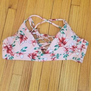 Pink Floral Bikini Top